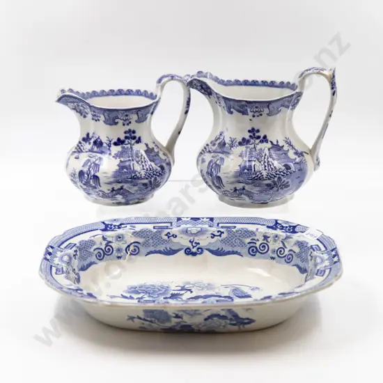 Two Victorian Mason's Blue & White Jugs