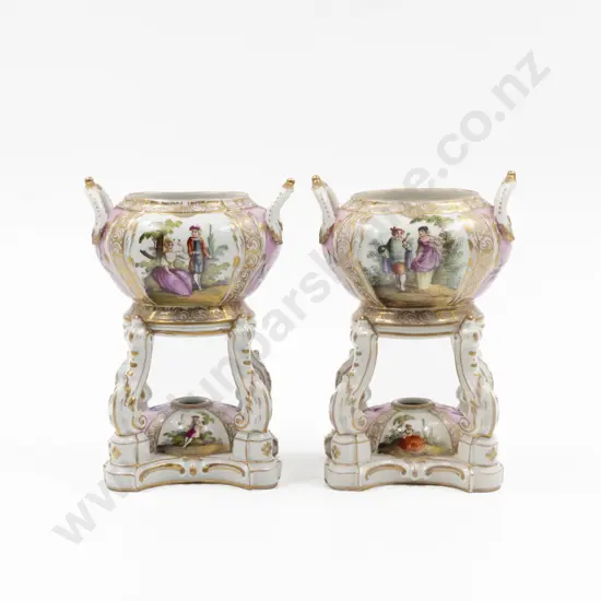 Late C19th Dresden Pot Pourri Urns