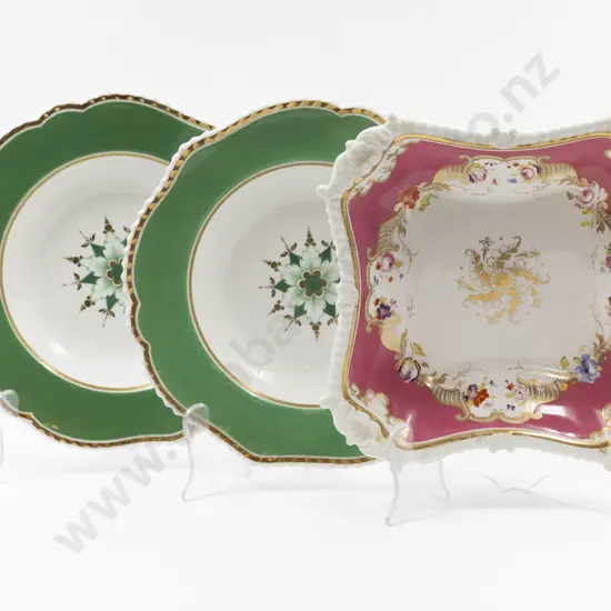 Pair Mid C19th English Porridge Plates & Serving Dish