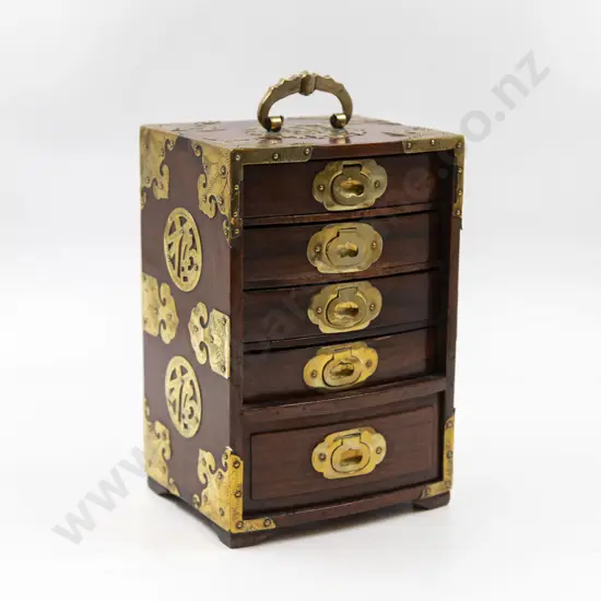 Chinese Teak All Brass Mounted Marriage Chest