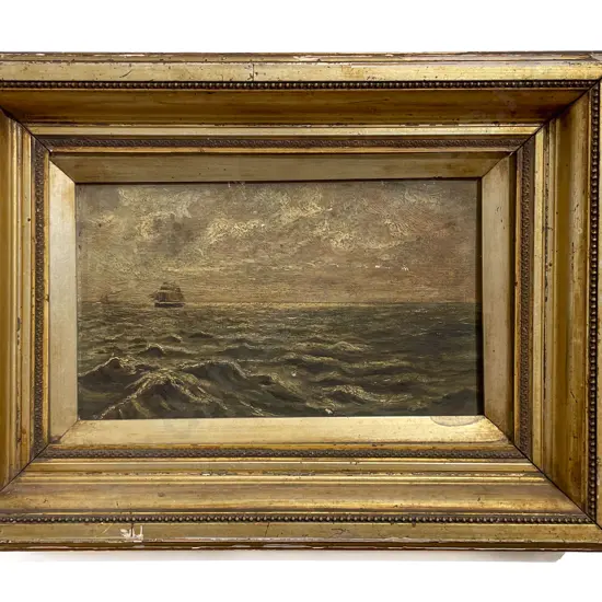 Victorian Gilt Framed Oil Seascape Painting (a/f)