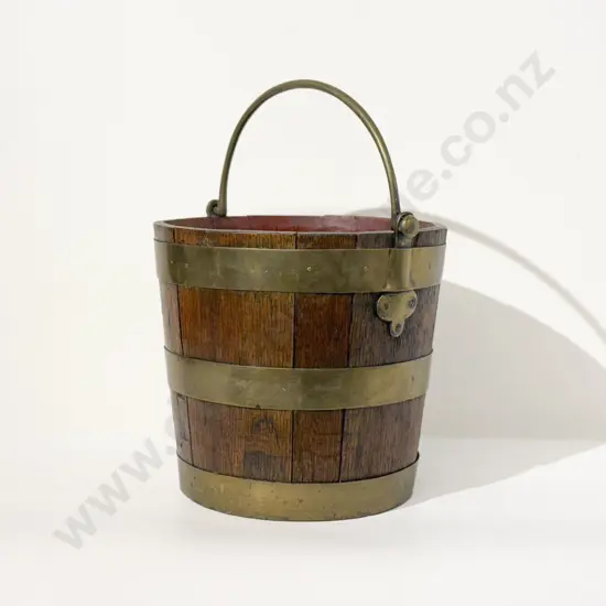 C19th Oak and Brass Bound Coal Bucket