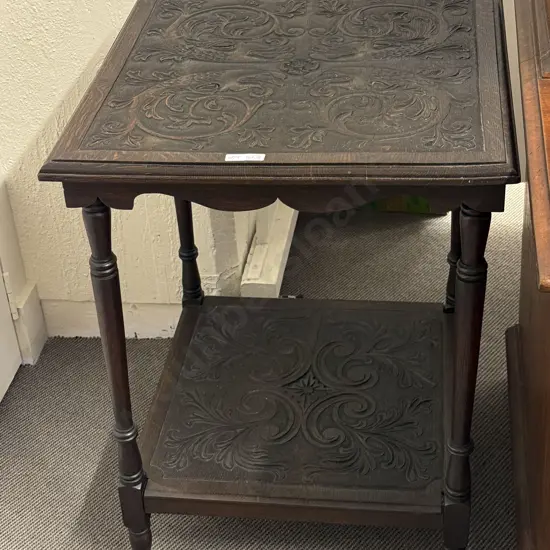 Arts & Crafts Carved Oak Occasional Table
