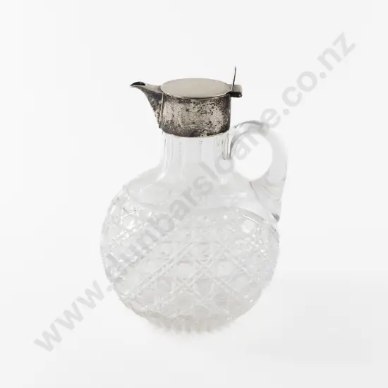 Late Vict S/S Top Cut Crystal Claret Jug