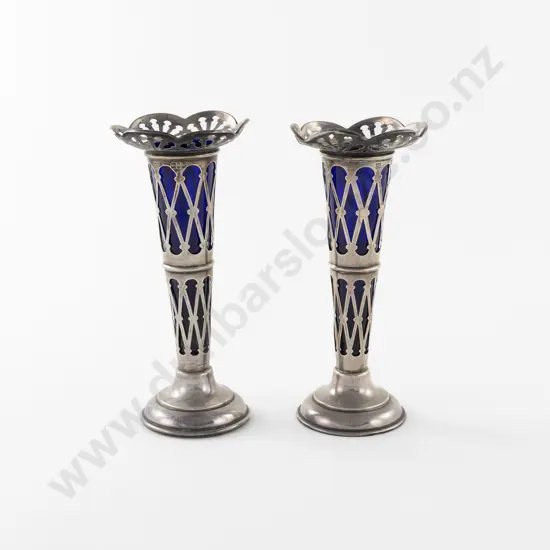 Pair Edw VII S/S Specimen Vases