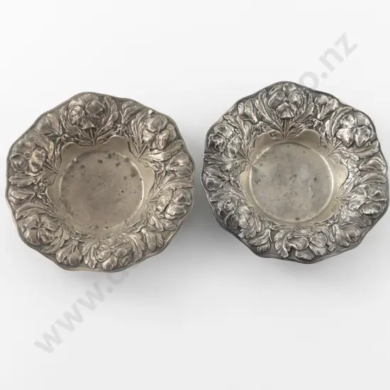 Pair Of Art Nouveau S/S Shaped Circular Bon Bon Dishes