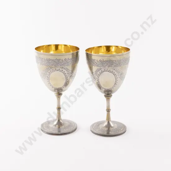Fine Quality Pair Of Vict S/S Gilt Goblets by Daniel & Charles Houle of London