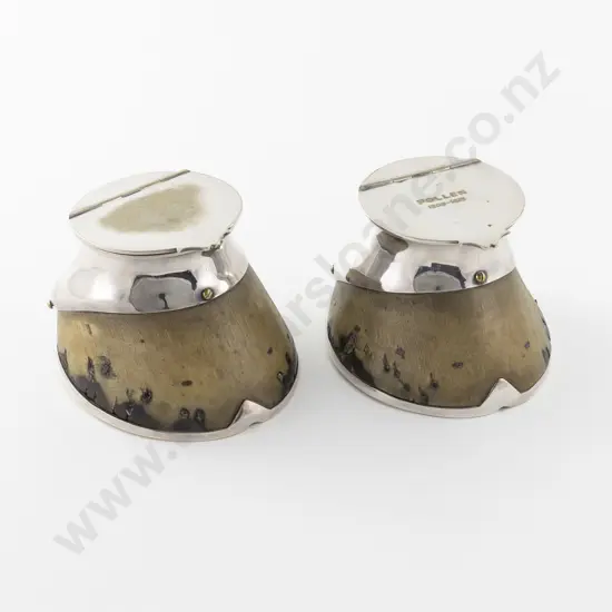 Two S/P Horse Hoof Inkwells From Grand National Racehorse "Pollen"
