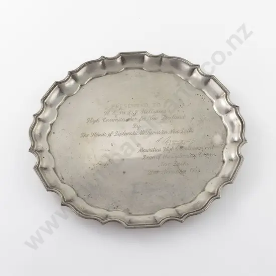 Shaped Circular Salver Stamped SILVER