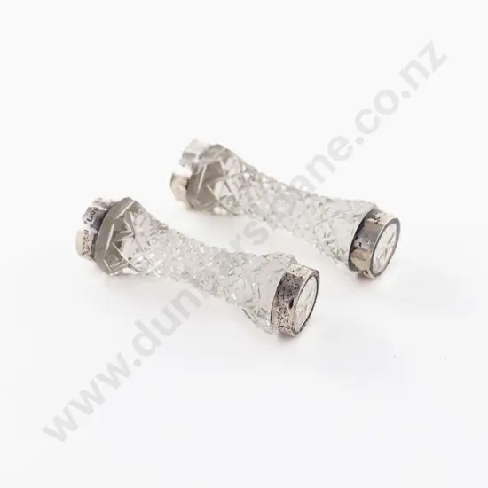 Pair Of S/S Ended Cut Crystal Knife Rests