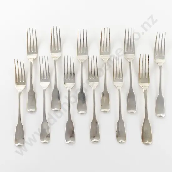 Set Of 12 Geo IV Scottish S/S Table Forks