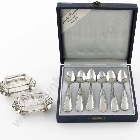 Cased Set 6 Dutch Silver Coffee Spoons