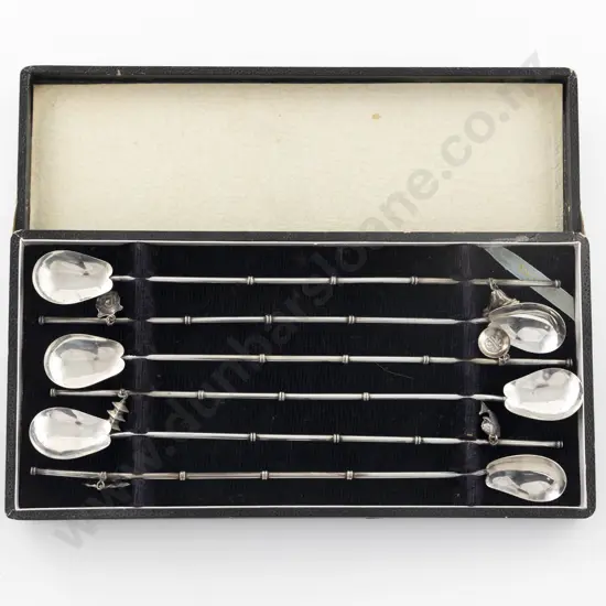 Cased Set Of 6 Chinese S/S Iced Tea/Cocktail Sipper Spoons