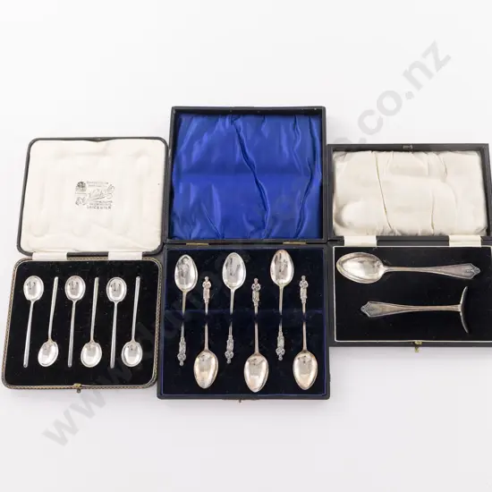 Cased Set Of 6 S/S Apostle Top Coffee Spoons