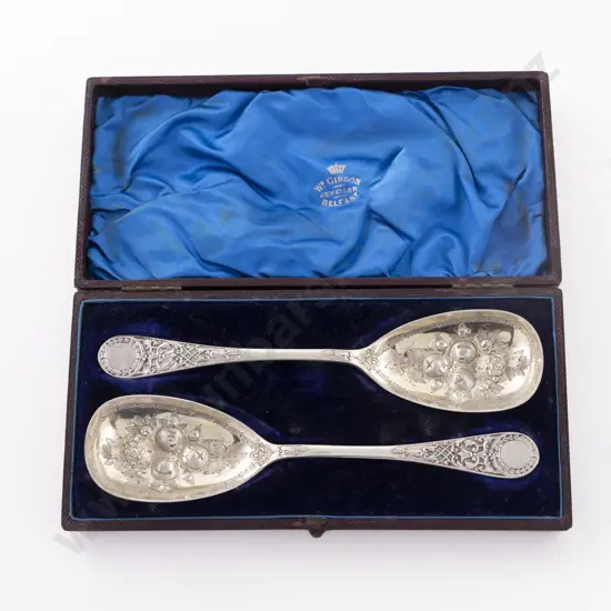 Cased Pair S/P Berry Spoons