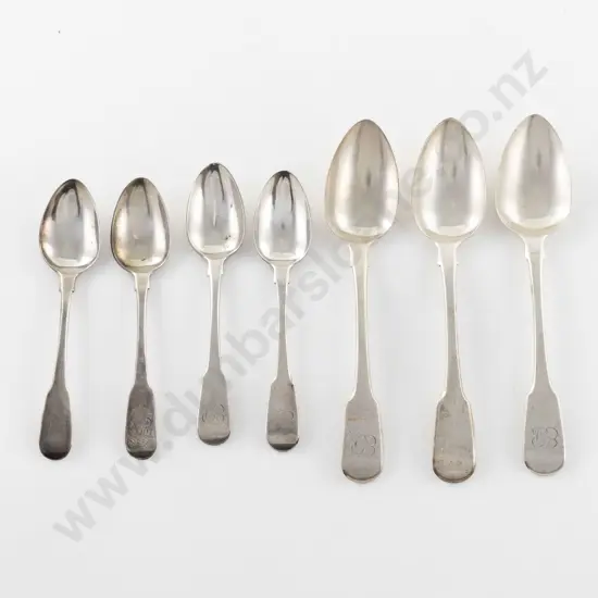 3 Geo IV S/S Dessert Spoons & 4 Teaspoons By William Bateman