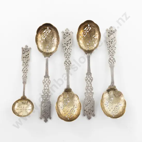 Set Of 5 Mappin & Webb S/P Sifter Spoons