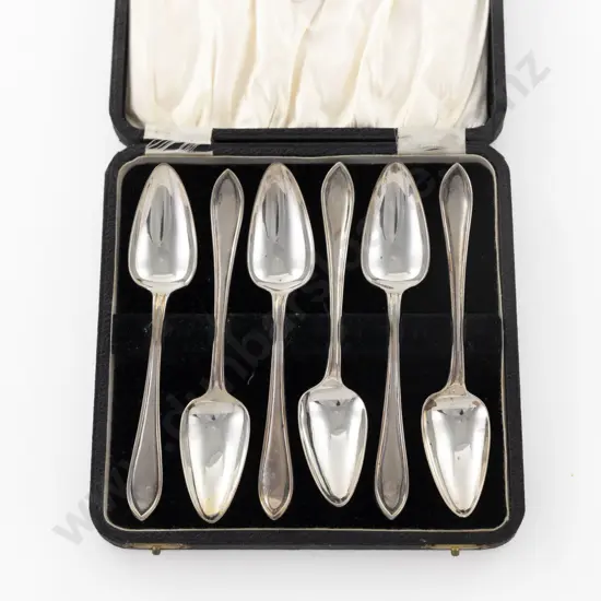 Cased Set Of 6 Geo V S/S Grapefruit Spoons