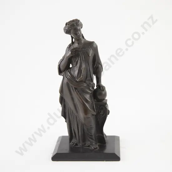 Antique Desk Top Bronze Statue of Urania The Greek Goddess Of Astronomy