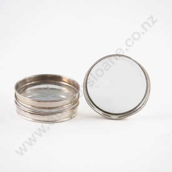 Set Four Glass Sterling Silver Gallied Coasters