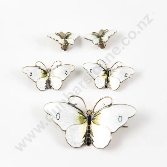 Sterling .925 Norway White Enamel Butterfly Brooch
