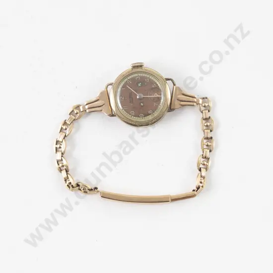 Vintage Buren Grand Prix Ladies Manual Wind Wrist Watch on 14ct Bracelet Strap