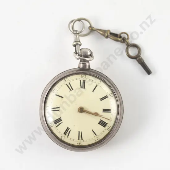 S/S Pair Cased Open Face Key Wind Pocket Watch