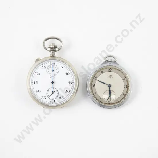 Rotary Art Deco Chrome Cased Open Face Lever Wind Pocket Watch