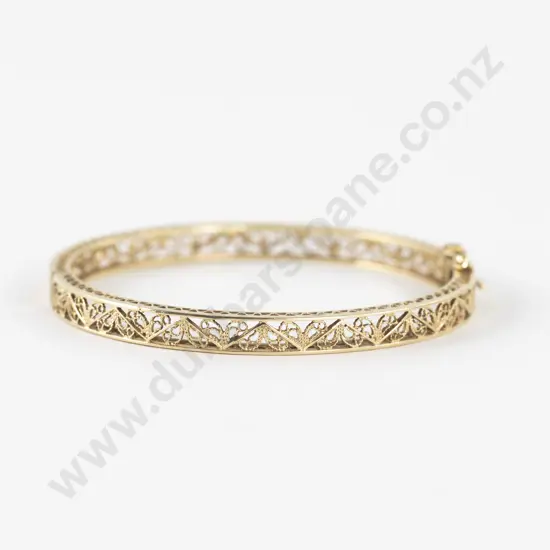 14ct Fancy Hinged Snap Bangle