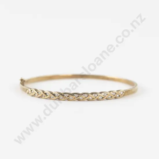 9ct 22stone Diamond Hinged Snap Bangle
