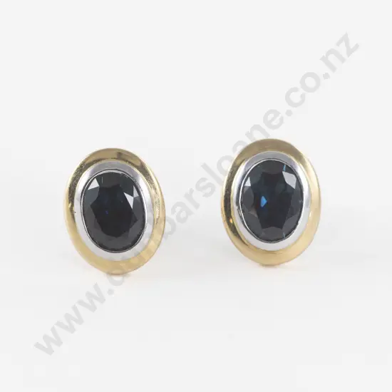 Pair 18ct Yellow and White Gold Sapphire Stud Earrings