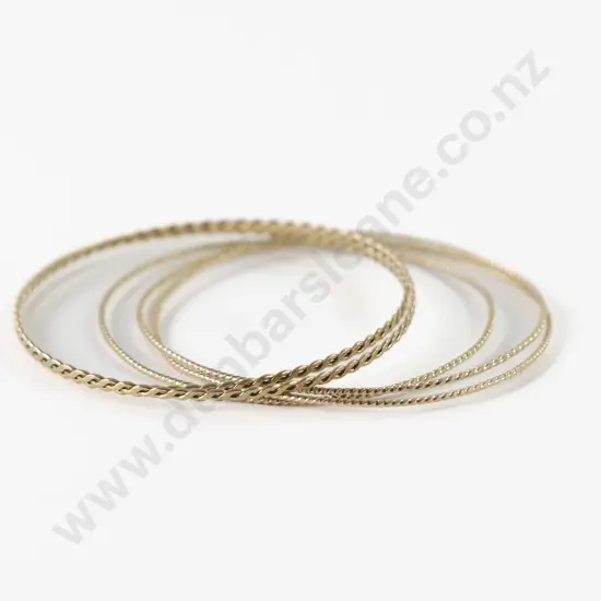 Five Thin 9ct Bangles
