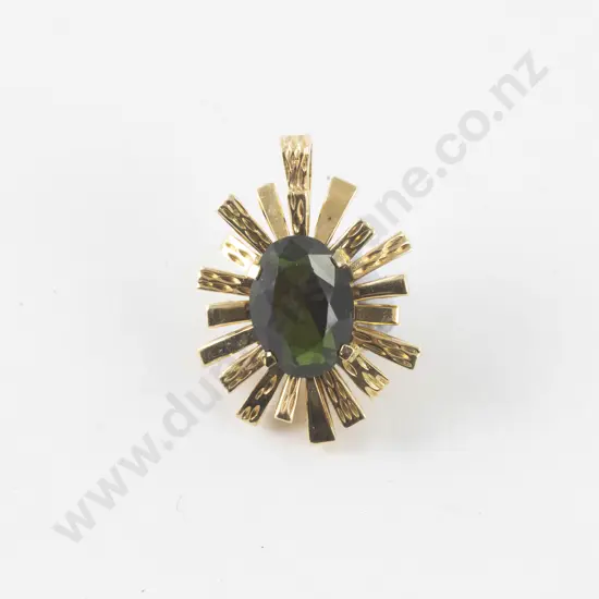 18ct Single Stone Green Tourmaline Pendant