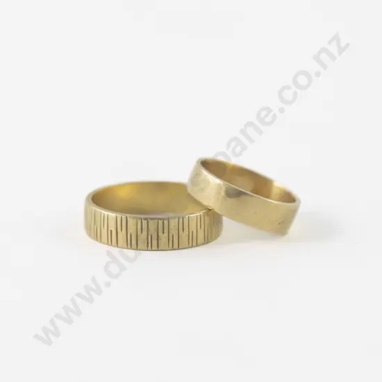 Two 9ct Plain Wedding Bands