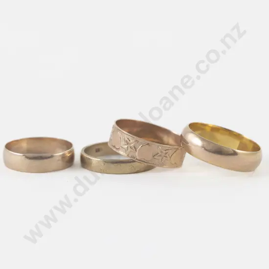 Four 9ct Plain Wedding Bands