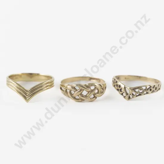 Three 9ct Band Rings