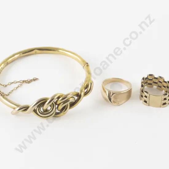 9ct Band and Mesh Link Rings