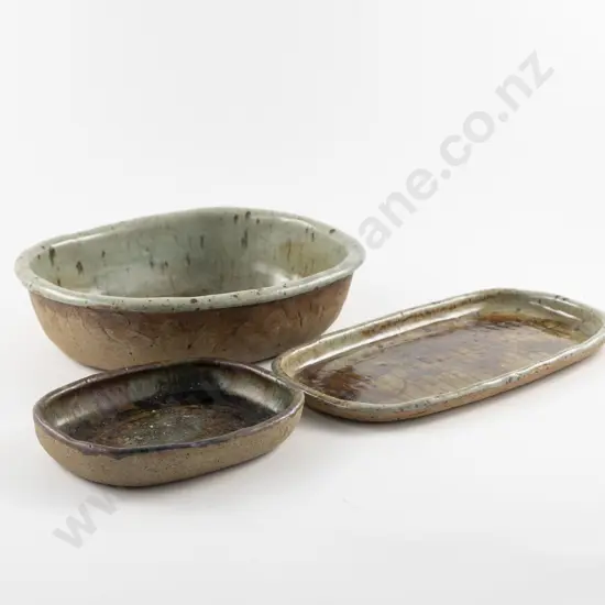 Three NZ Pottery Serving Dishes