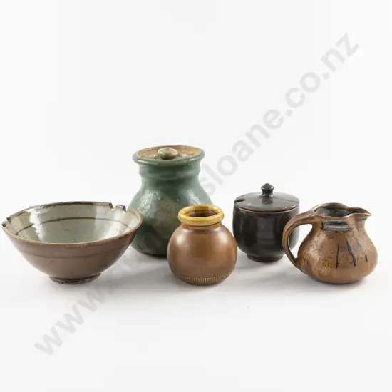 Five Assorted Pieces NZ Pottery (one a/f)