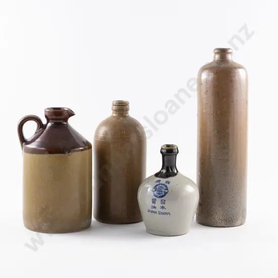 Two Stoneware Bottles & Two Others