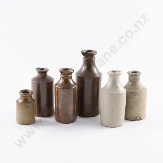Six Victorian Glazed Stoneware Bottles (a/f)