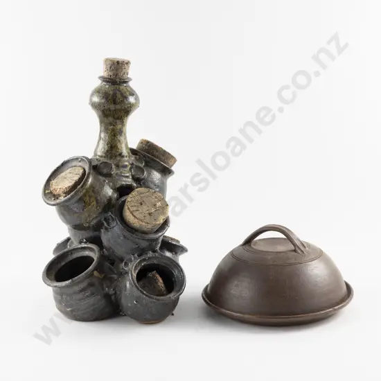 NZ Pottery Lidded Cheese DIsh & Spice Tower