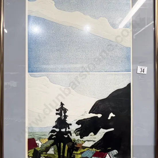 Colin Coke "Island Bay Triptych 3" Lino Cut