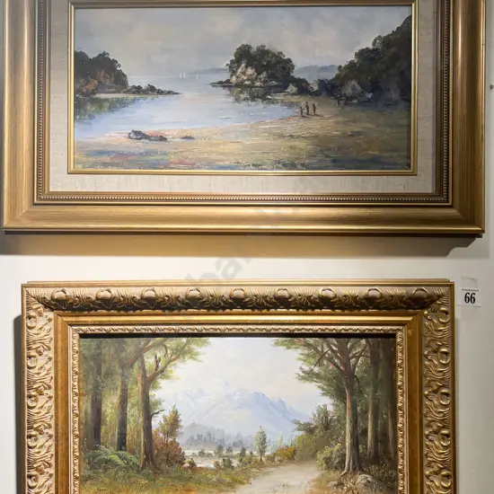 H. T. Garratt "By the Buller River" Oil on Board together with Other