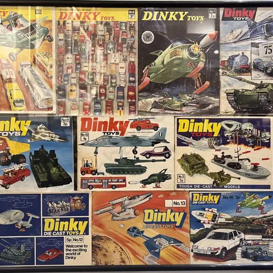 Framed Set of Vintage Dinky Catalouges