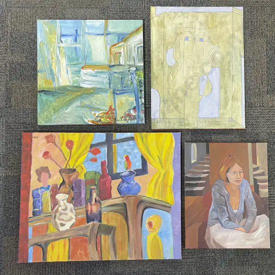 Four Assorted Oil on Canvas Works