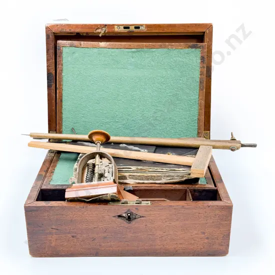 Victorian Writing Slope (A/F) together with Assorted Vintage Measuring Implements etc.