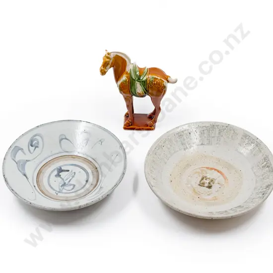 Two Chinese Bowls together with Tang Horse