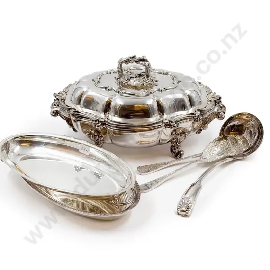 Ornate S/P Tureen and Assorted