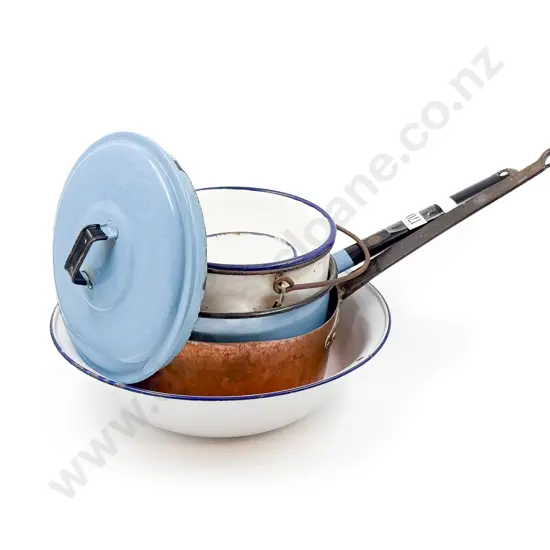Copper Saucepan together with Assorted Enamel
